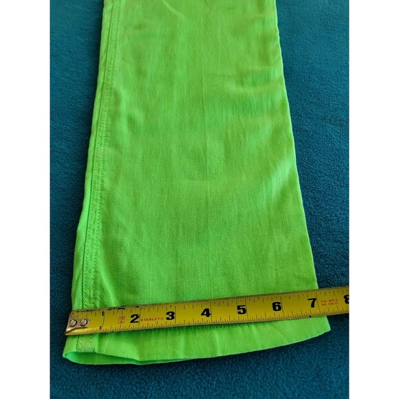 Lilly Pulitzer Taron Mid Rise Linen Pants Womens L Neon Green Drawstring Beach - Picture 2 of 14